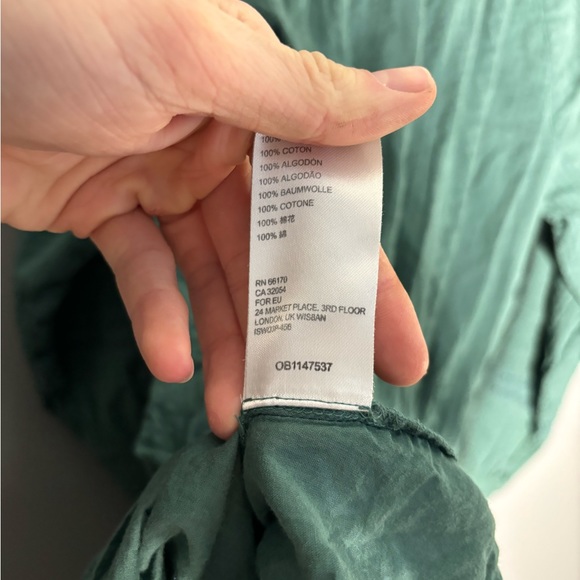 Anthropologie Mini Peasant Dress Green Long Sleeve Button Front Pleated Size S - Picture 3 of 4